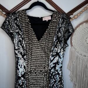 Lara Black Multi Sequin Cocktail Dress